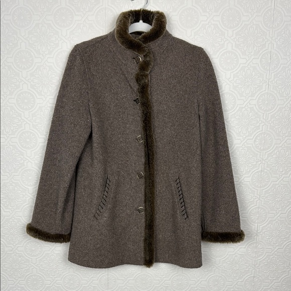 J. Jill Jackets & Blazers - J Jill Vintage Wool Coat Jacket Taupe Fur Natural Organic XS Pea Coat Warm